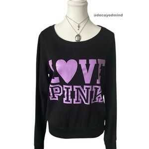 Y2K “PINK by Victoria’s Secret” Black & Purple Graphic Sweater